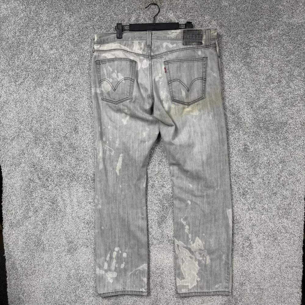 Levis 514 Jeans Mens 36x31 Gray Slim Straight Acid Wash Distressed Denim Skater